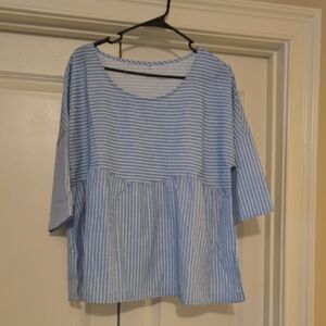 Elegant Blue And White Striped Women's Blouse. New With Tags XL